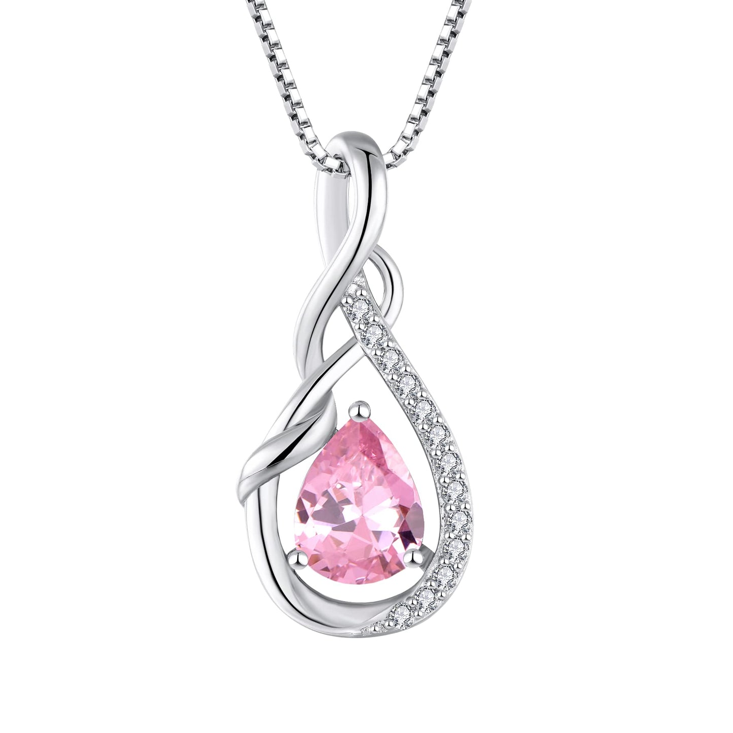 Starchenie Infinity Teardrop Pendant Necklace for Women 925 Sterling Silver Birthstone Jewelry