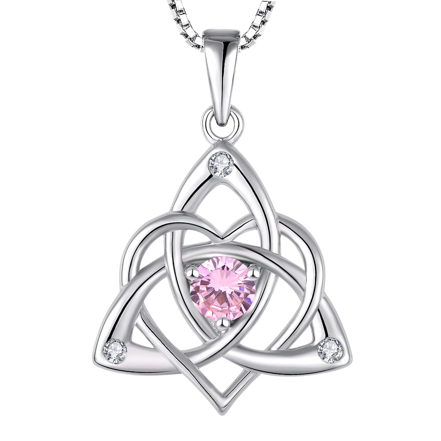 Starchenie Celtic Knot Necklace for Women 925 Sterling Silver Trinity Love Knot Pendant Birthstones Jewelry