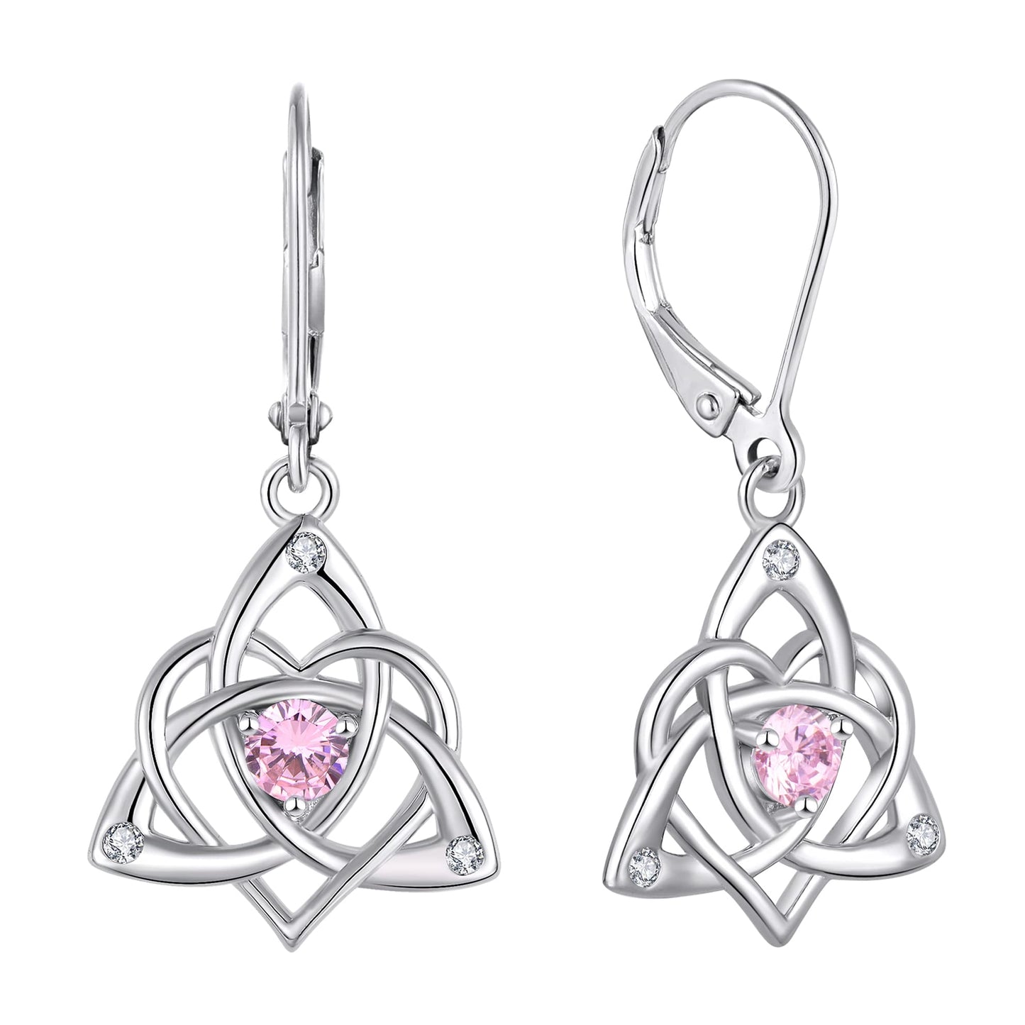 Starchenie Celtic Knot Dangle Earrings Sterling Silver Trinity Love Knot Leverback Earrings Birthstone Jewelry for Women