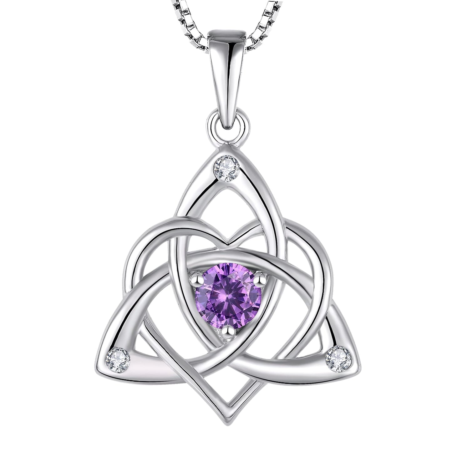 Starchenie Celtic Knot Necklace for Women 925 Sterling Silver Trinity Love Knot Pendant Birthstones Jewelry