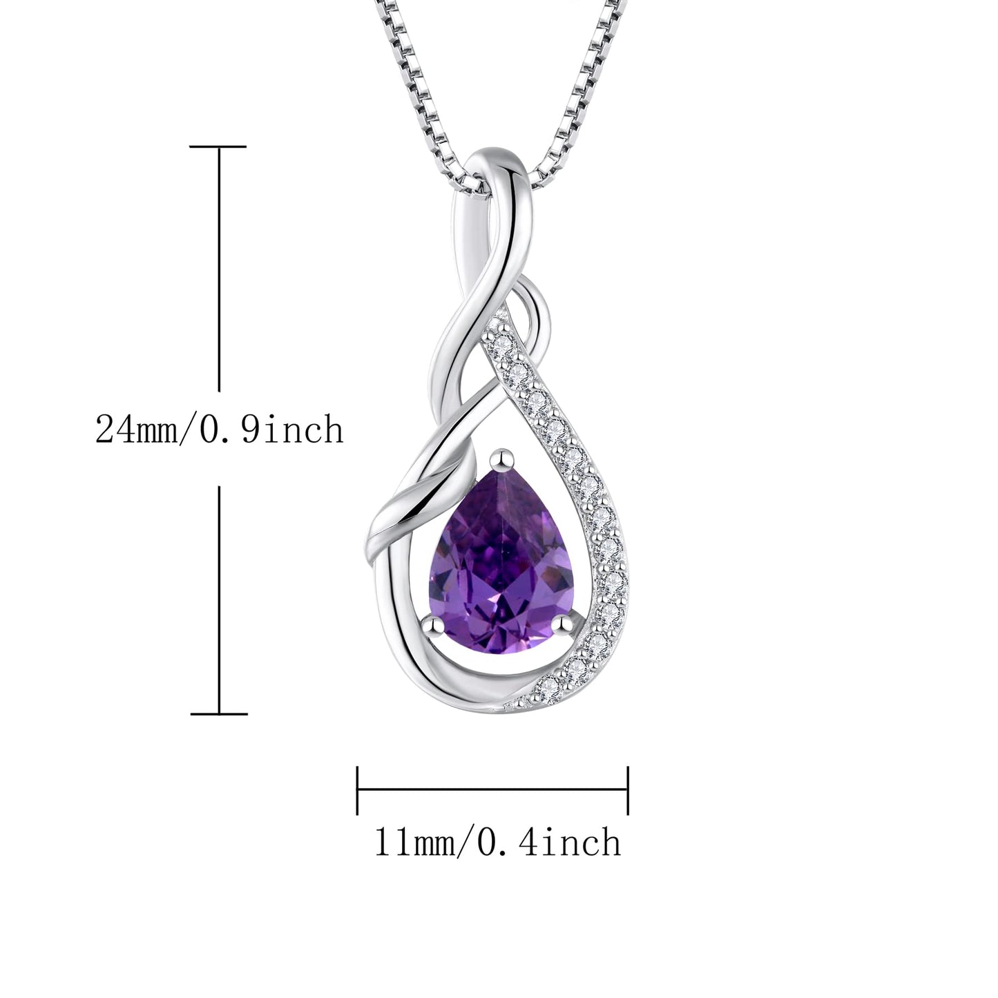 Starchenie Infinity Teardrop Pendant Necklace for Women 925 Sterling Silver Birthstone Jewelry