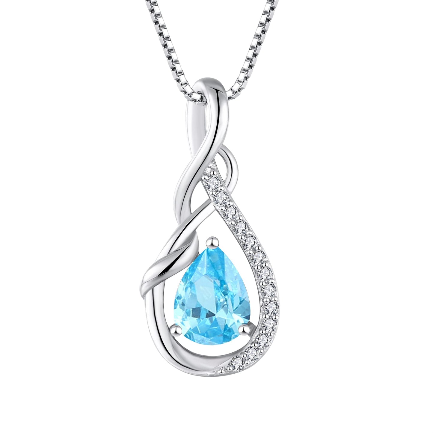 Starchenie Infinity Teardrop Pendant Necklace for Women 925 Sterling Silver Birthstone Jewelry