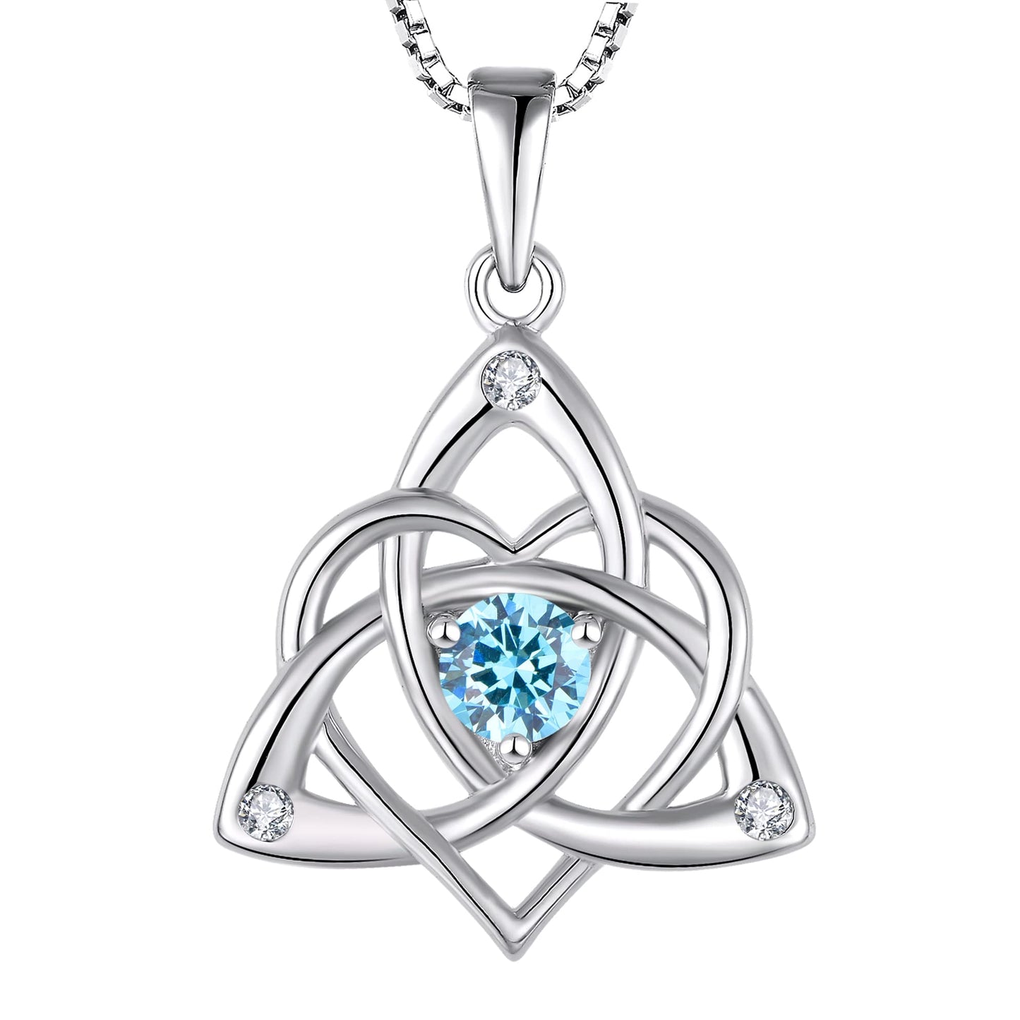 Starchenie Celtic Knot Necklace for Women 925 Sterling Silver Trinity Love Knot Pendant Birthstones Jewelry