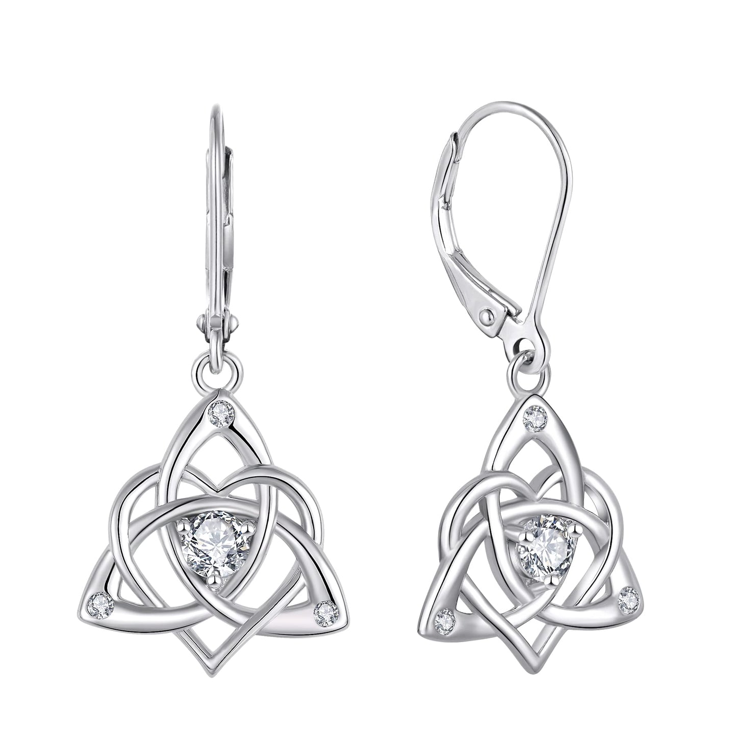 Starchenie Celtic Knot Dangle Earrings Sterling Silver Trinity Love Knot Leverback Earrings Birthstone Jewelry for Women