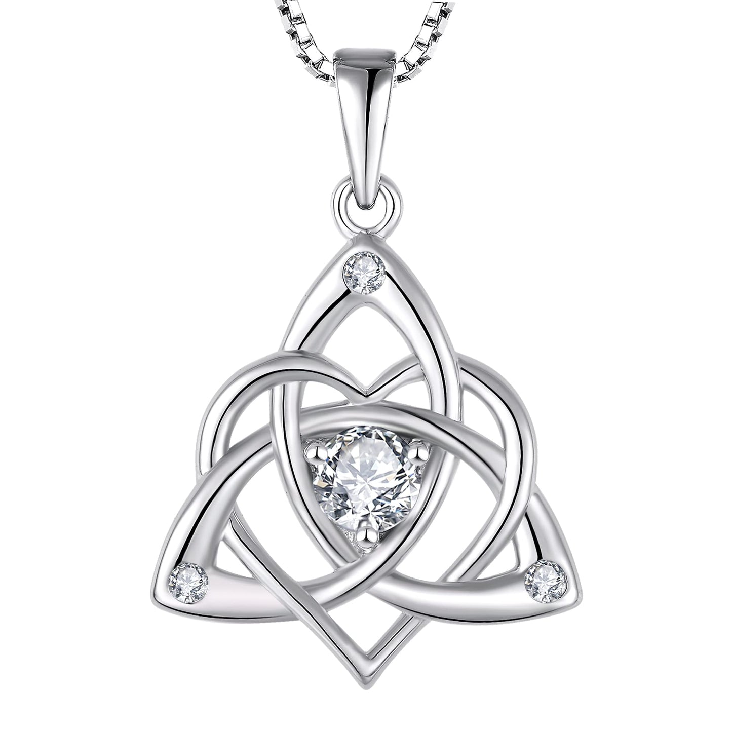 Starchenie Celtic Knot Necklace for Women 925 Sterling Silver Trinity Love Knot Pendant Birthstones Jewelry