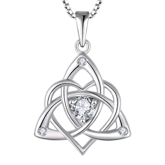 Starchenie Celtic Knot Necklace for Women 925 Sterling Silver Trinity Love Knot Pendant Birthstones Jewelry