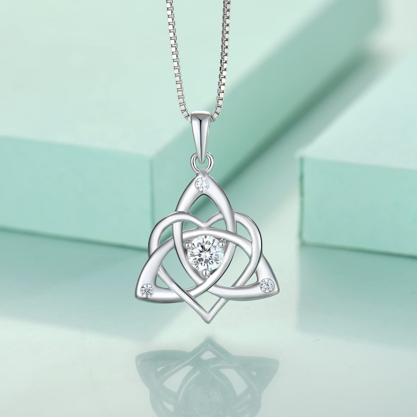 Starchenie Celtic Knot Necklace for Women 925 Sterling Silver Trinity Love Knot Pendant Birthstones Jewelry