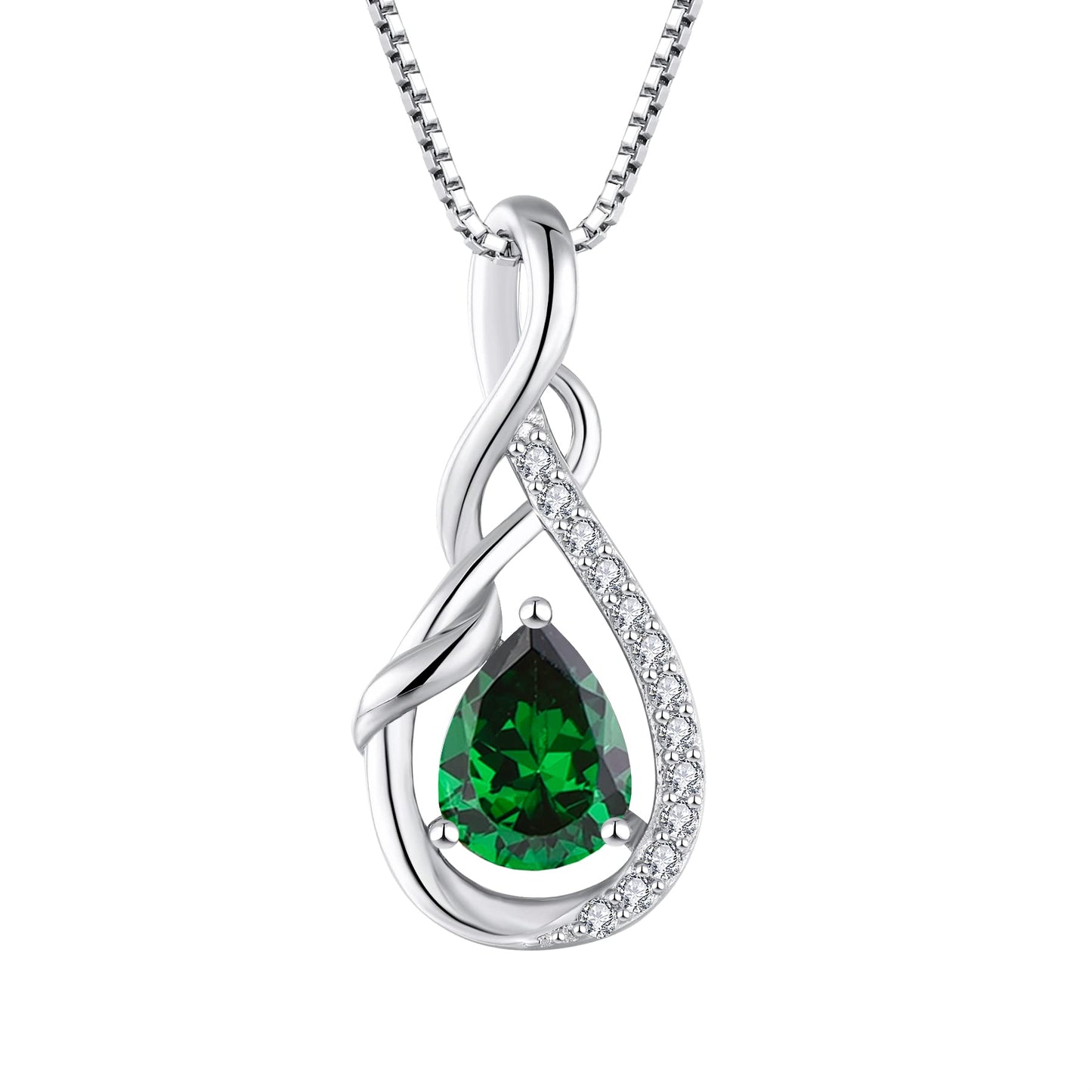 Starchenie Infinity Teardrop Pendant Necklace for Women 925 Sterling Silver Birthstone Jewelry