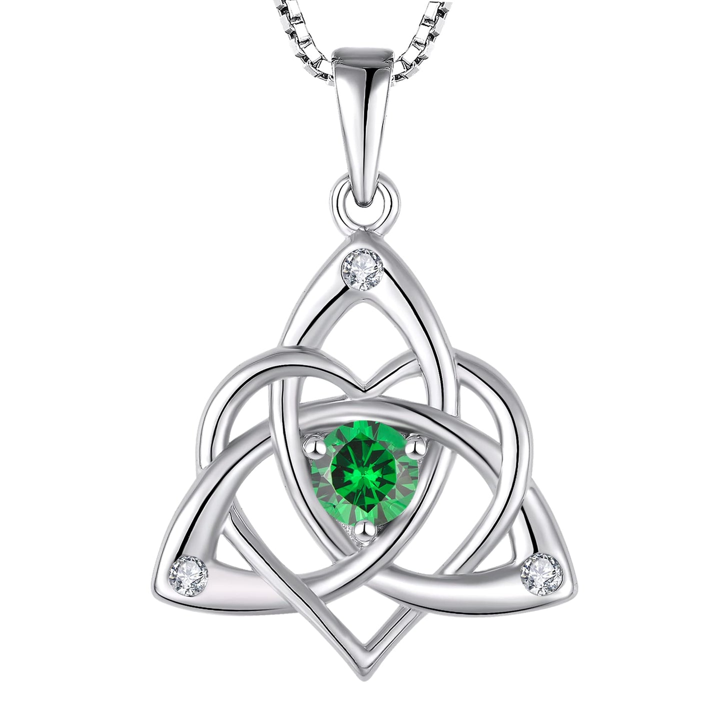 Starchenie Celtic Knot Necklace for Women 925 Sterling Silver Trinity Love Knot Pendant Birthstones Jewelry