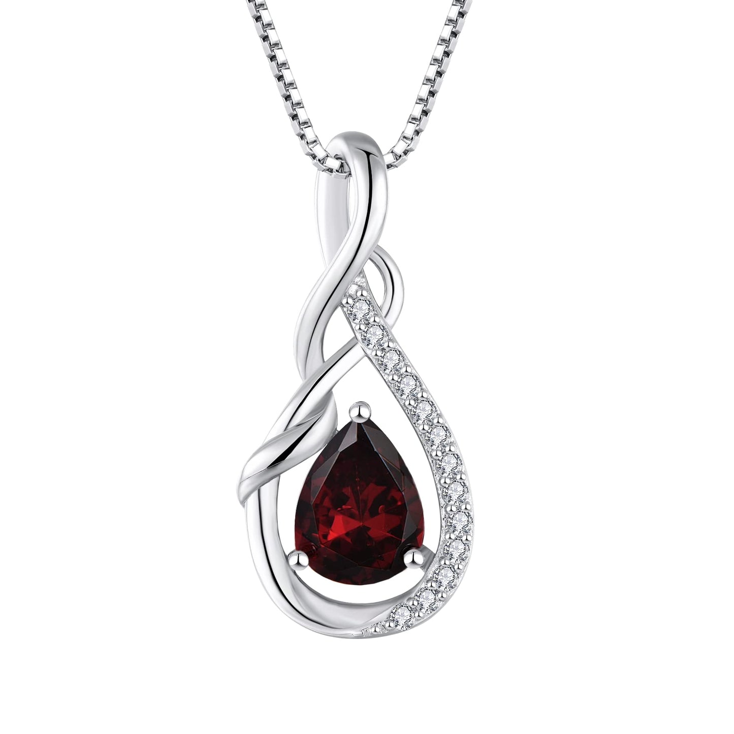 Starchenie Infinity Teardrop Pendant Necklace for Women 925 Sterling Silver Birthstone Jewelry