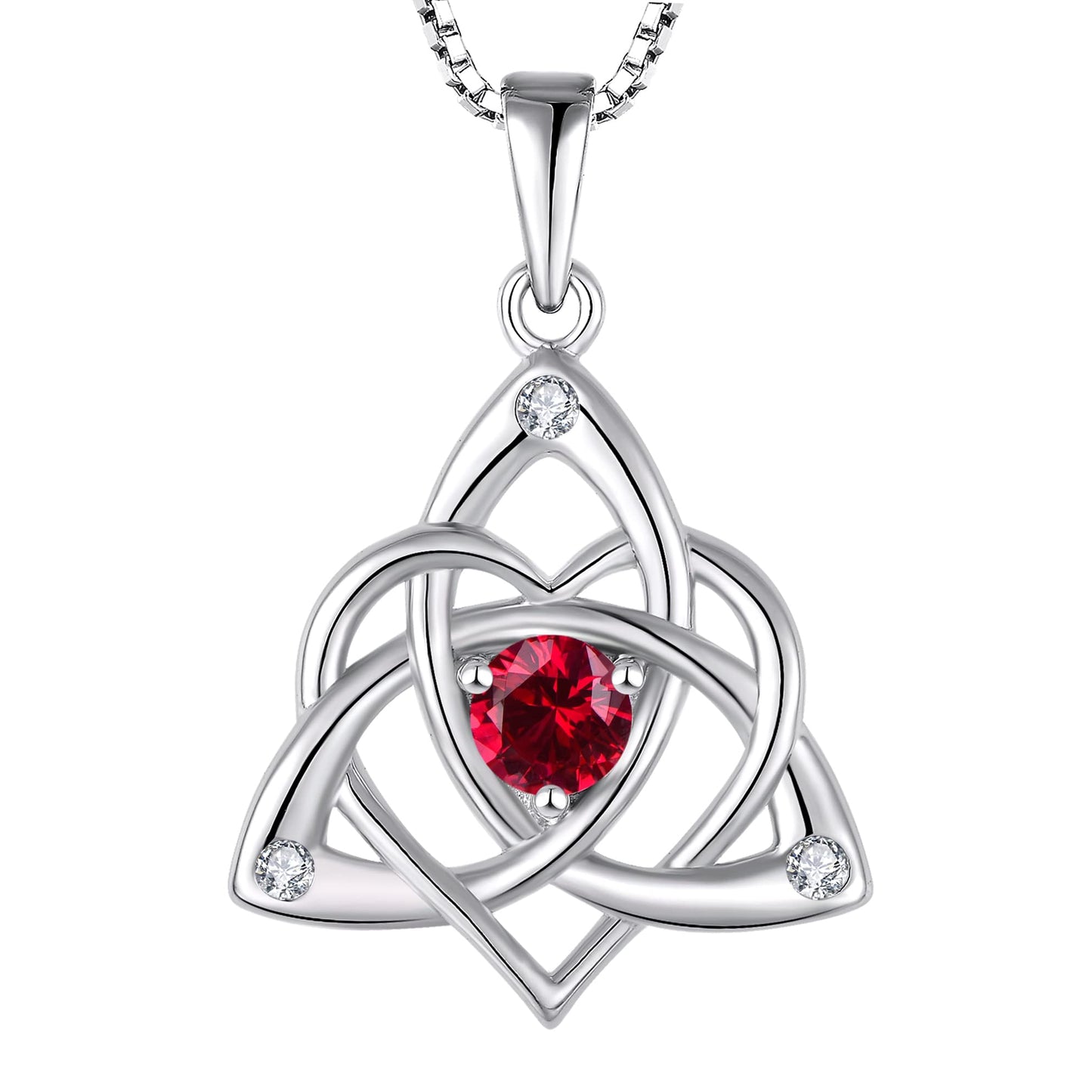 Starchenie Celtic Knot Necklace for Women 925 Sterling Silver Trinity Love Knot Pendant Birthstones Jewelry