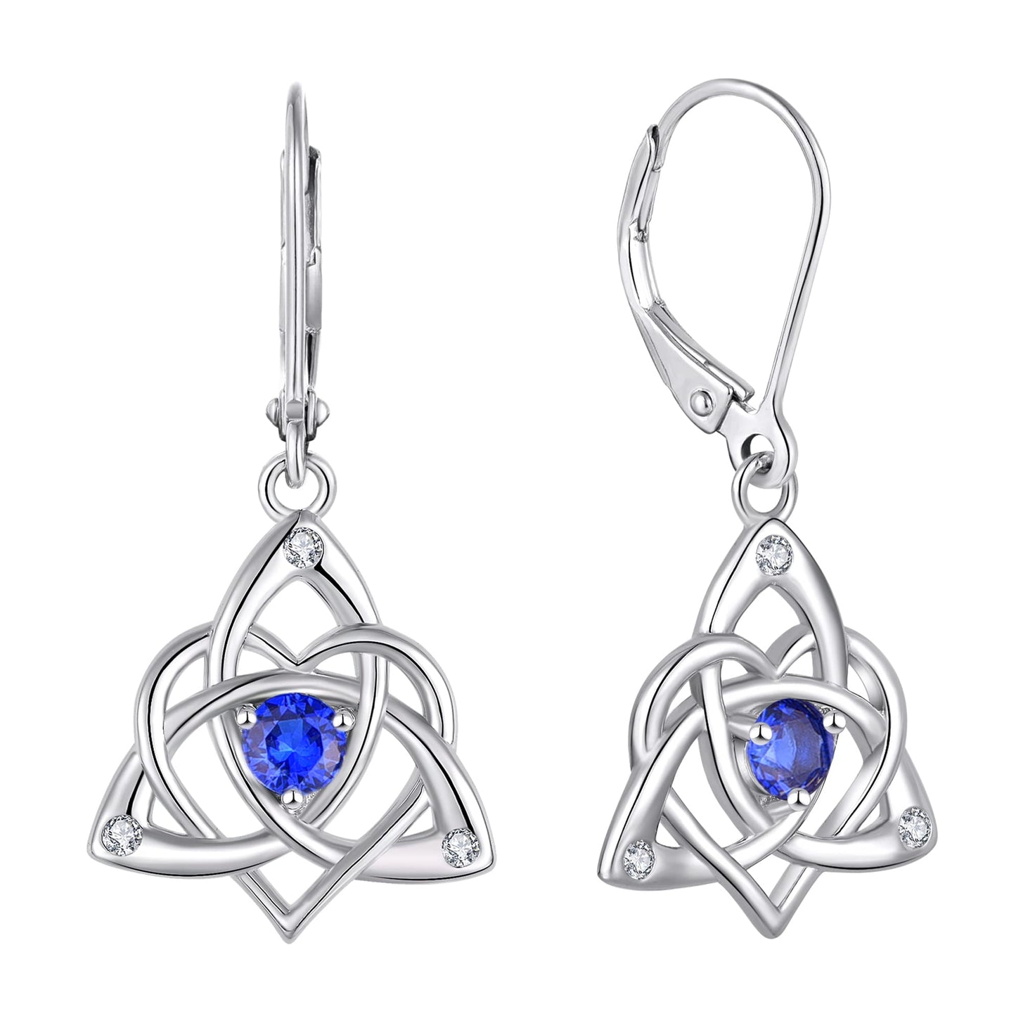 Starchenie Celtic Knot Dangle Earrings Sterling Silver Trinity Love Knot Leverback Earrings Birthstone Jewelry for Women