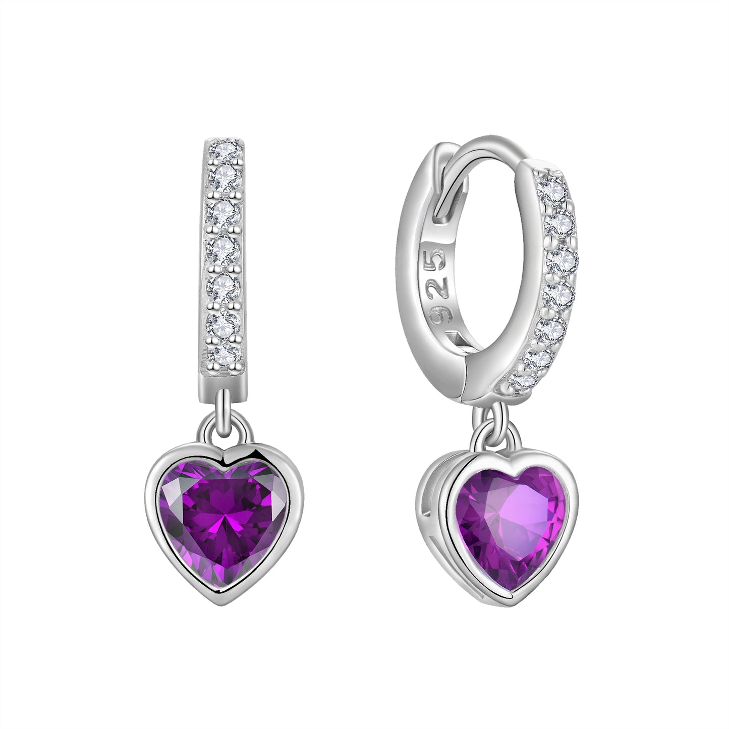 Starchenie Heart Dangle Drop Earrings 925 Sterling Silver Birthstones Hoop Earrings Gift for Women