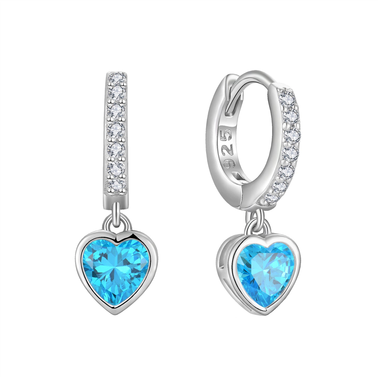 Starchenie Heart Dangle Drop Earrings 925 Sterling Silver Birthstones Hoop Earrings Gift for Women