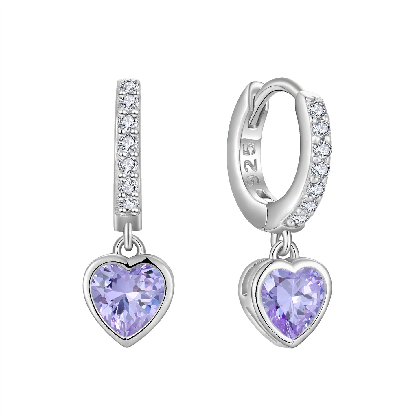 Starchenie Heart Dangle Drop Earrings 925 Sterling Silver Birthstones Hoop Earrings Gift for Women