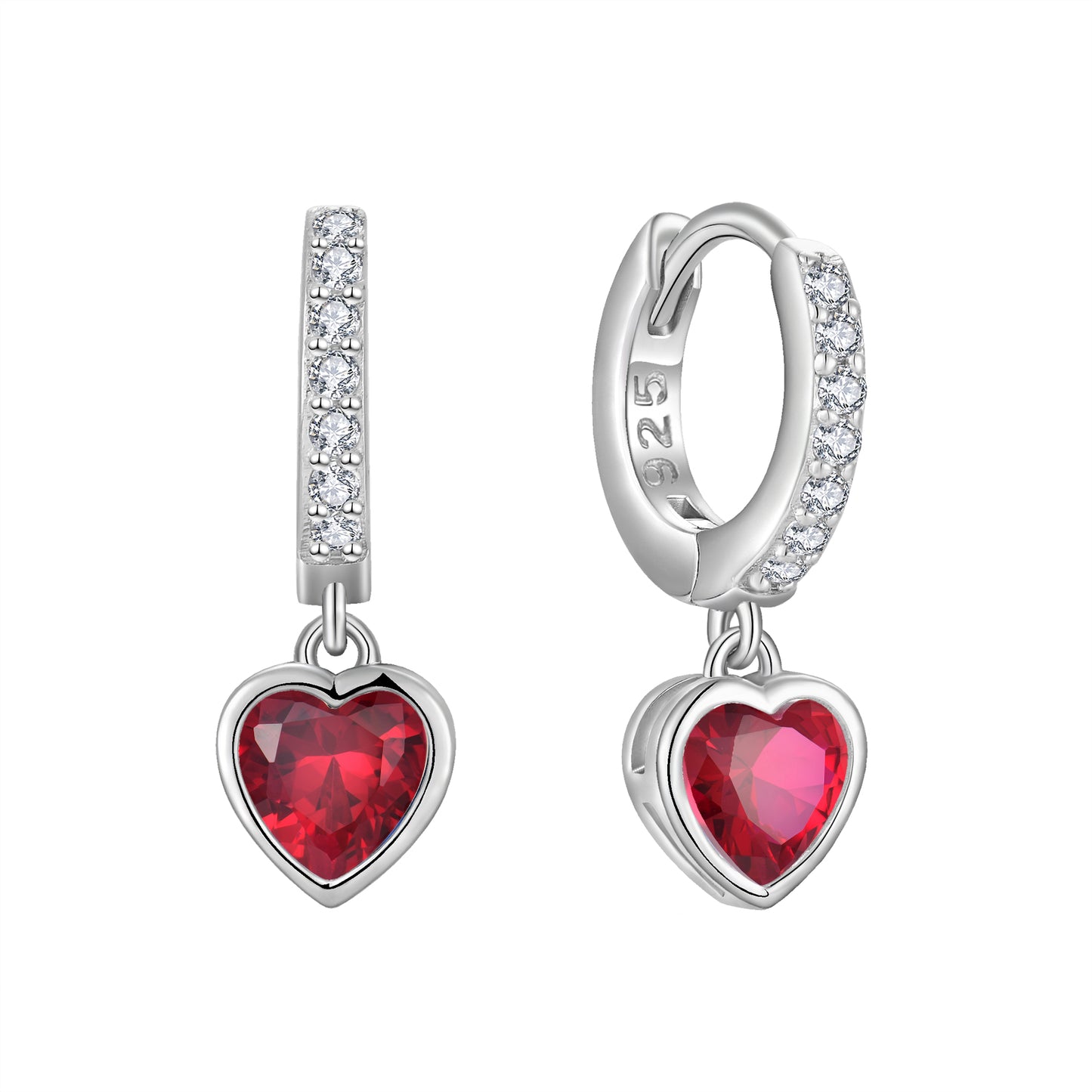 Starchenie Heart Dangle Drop Earrings 925 Sterling Silver Birthstones Hoop Earrings Gift for Women