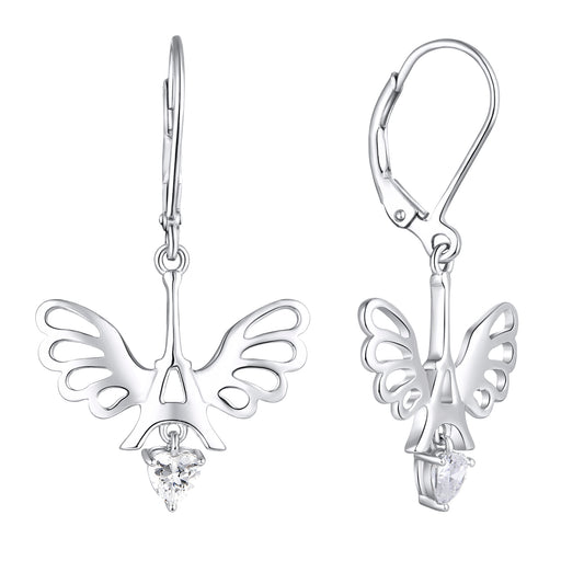 Starchenie Drop Dangel Earrings for Women 925 Sterling Silver Wings Eiffel Tower Earrings Heart Birthstone Jewelry