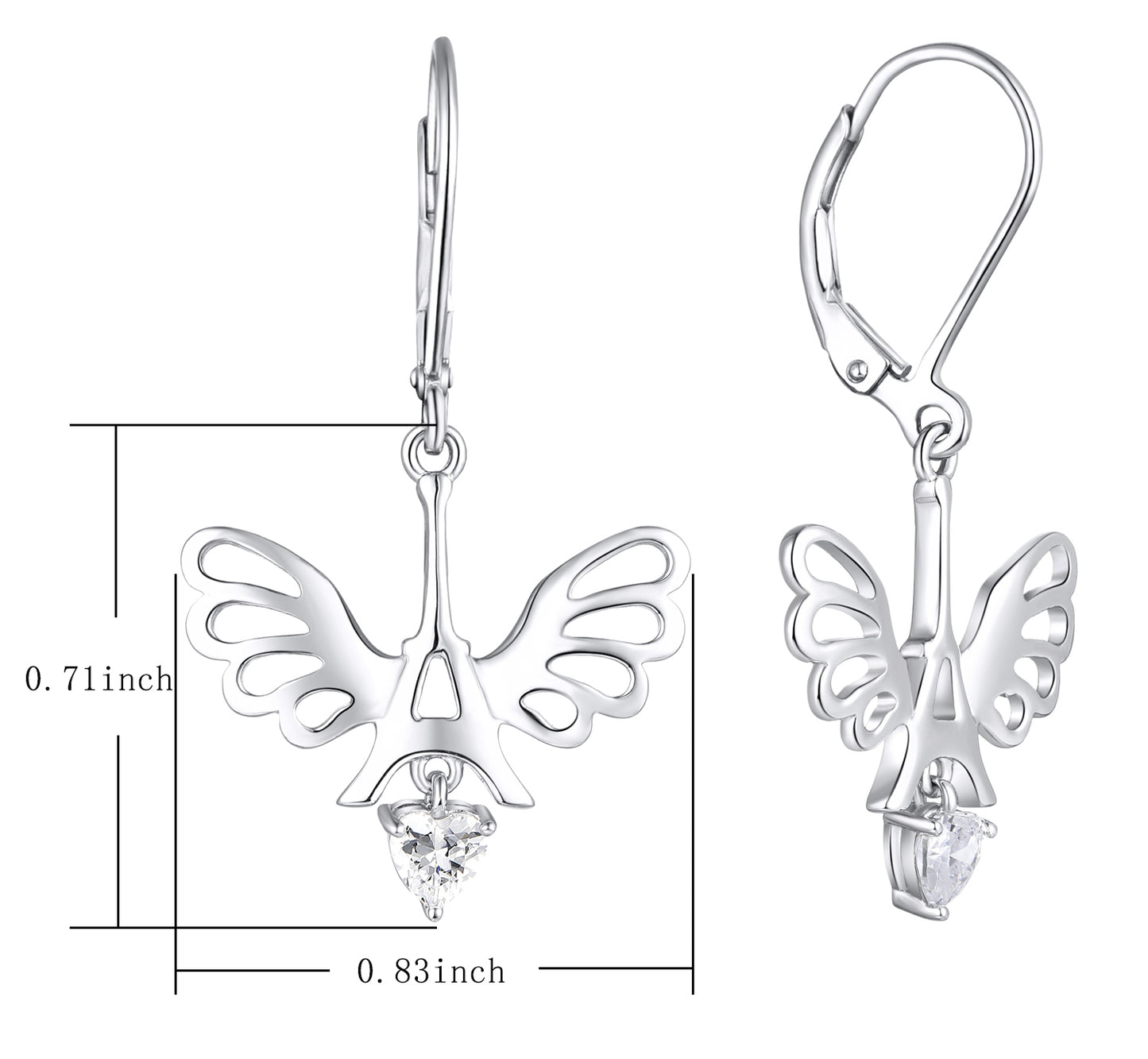 Starchenie Drop Dangel Earrings for Women 925 Sterling Silver Wings Eiffel Tower Earrings Heart Birthstone Jewelry