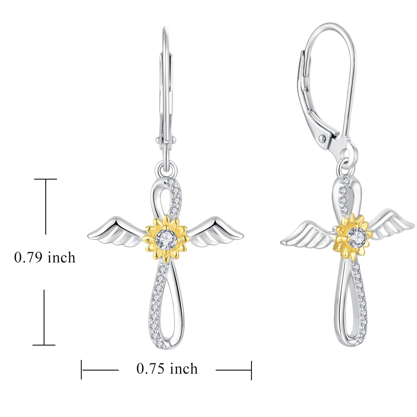 Starchenie Cross Dangle Drop Earrings 925 Sterling Silver Angel Wings Sunflower Earrings Gift for Women