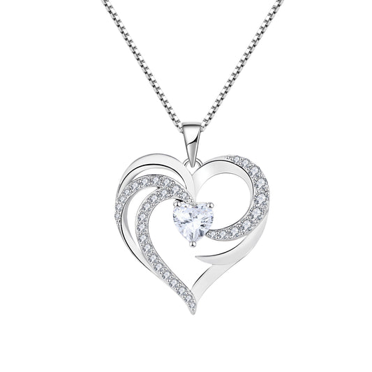 Starchenie Heart Birthstone Necklace 925 Sterling Silver Angel Wing Heart Pendant Jewelry for Women