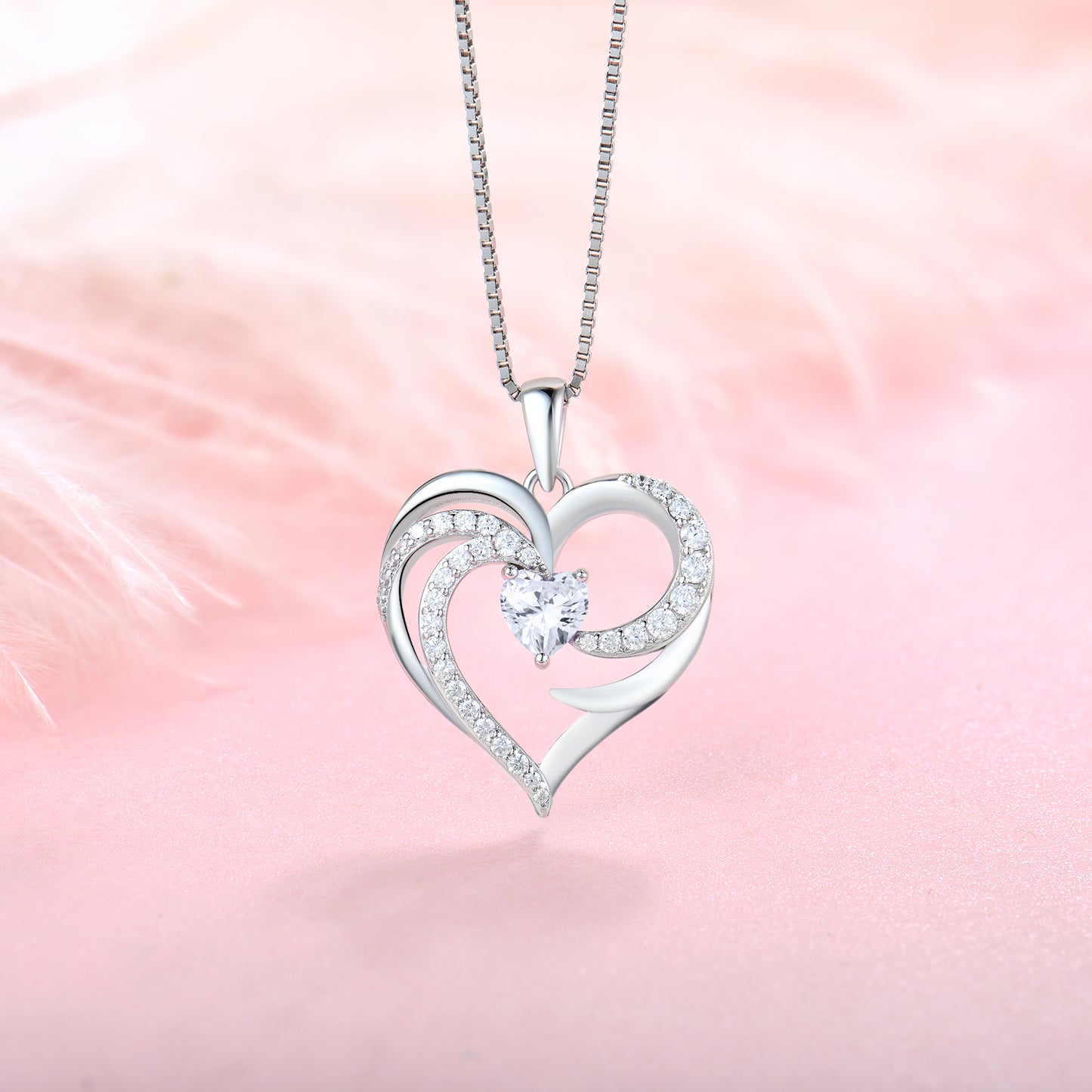 Starchenie Heart Birthstone Necklace 925 Sterling Silver Angel Wing Heart Pendant Jewelry for Women