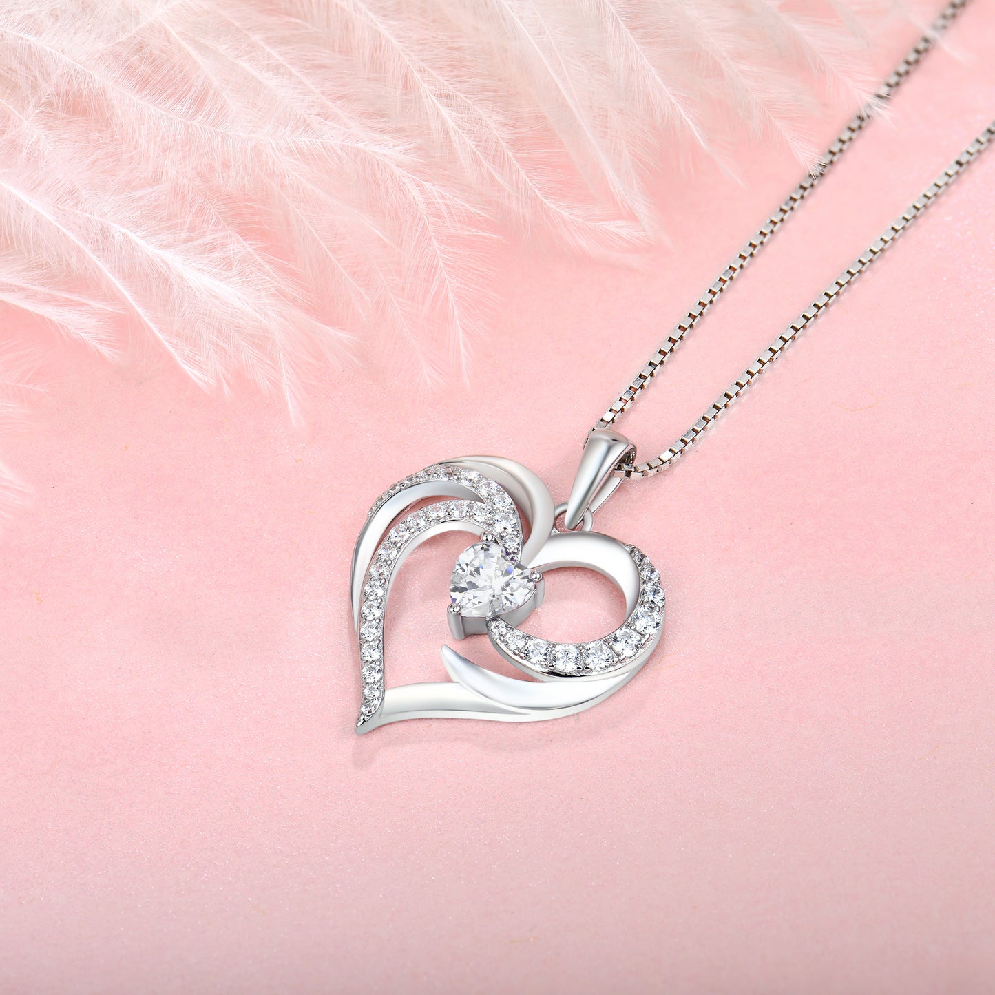 Starchenie Heart Birthstone Necklace 925 Sterling Silver Angel Wing Heart Pendant Jewelry for Women