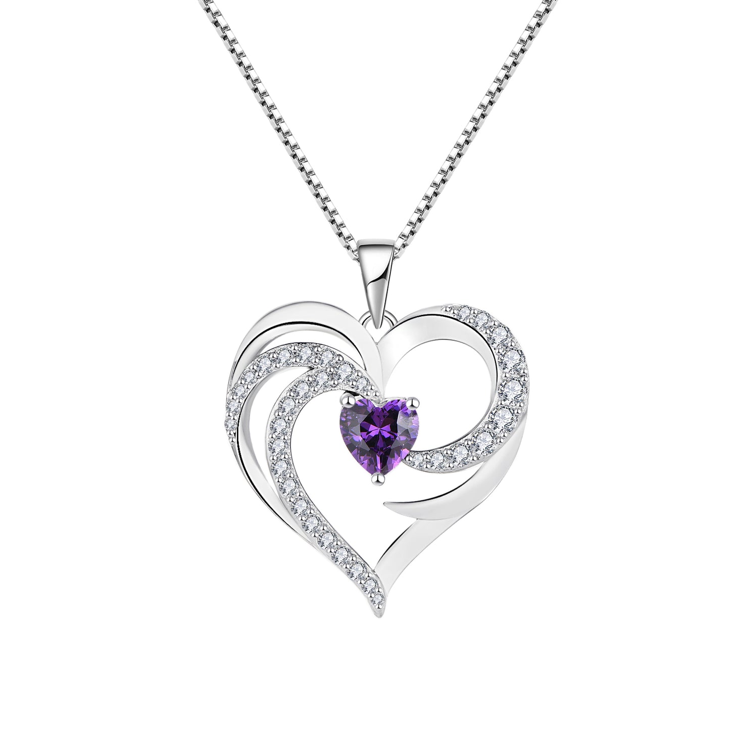 Starchenie Heart Birthstone Necklace 925 Sterling Silver Angel Wing Heart Pendant Jewelry for Women