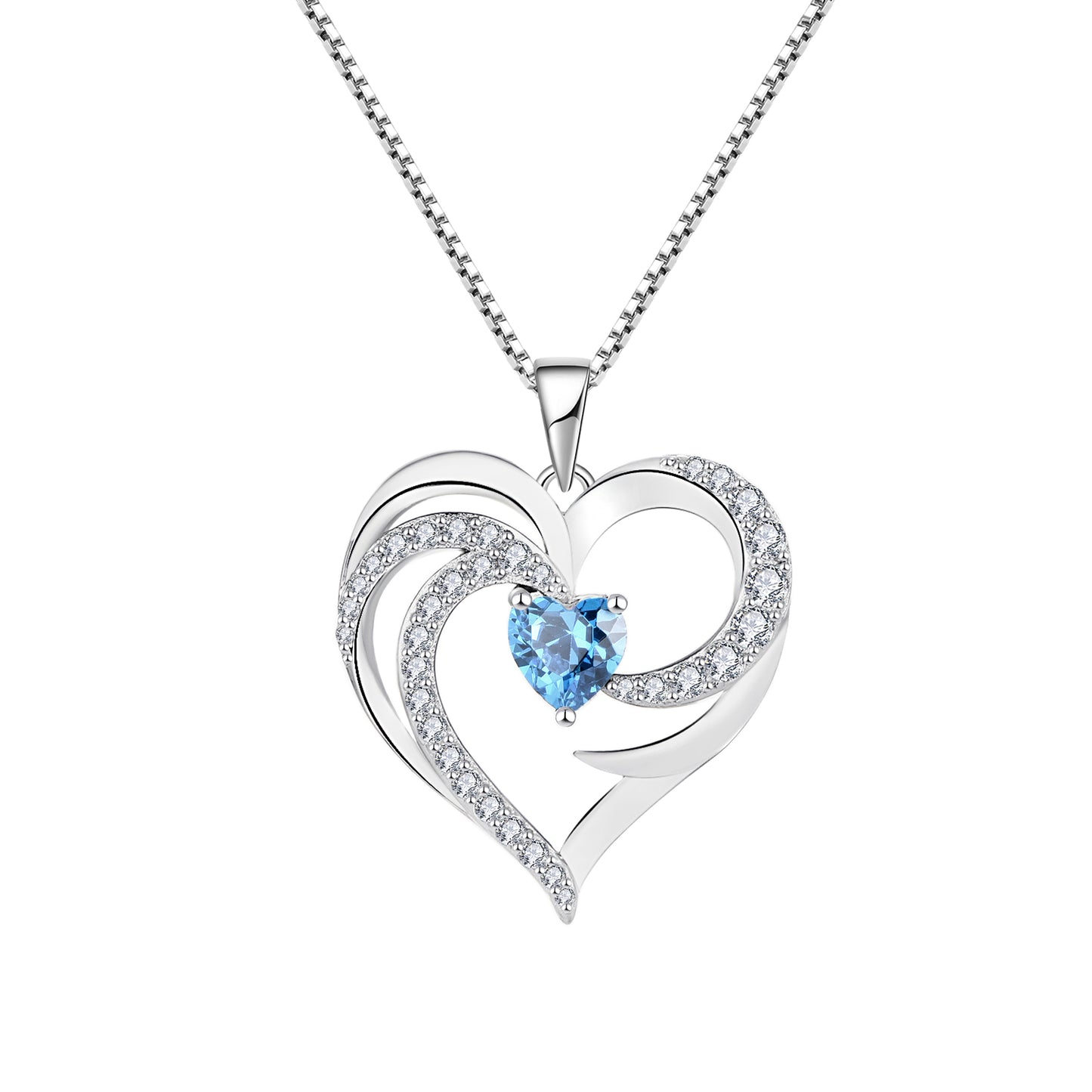 Starchenie Heart Birthstone Necklace 925 Sterling Silver Angel Wing Heart Pendant Jewelry for Women