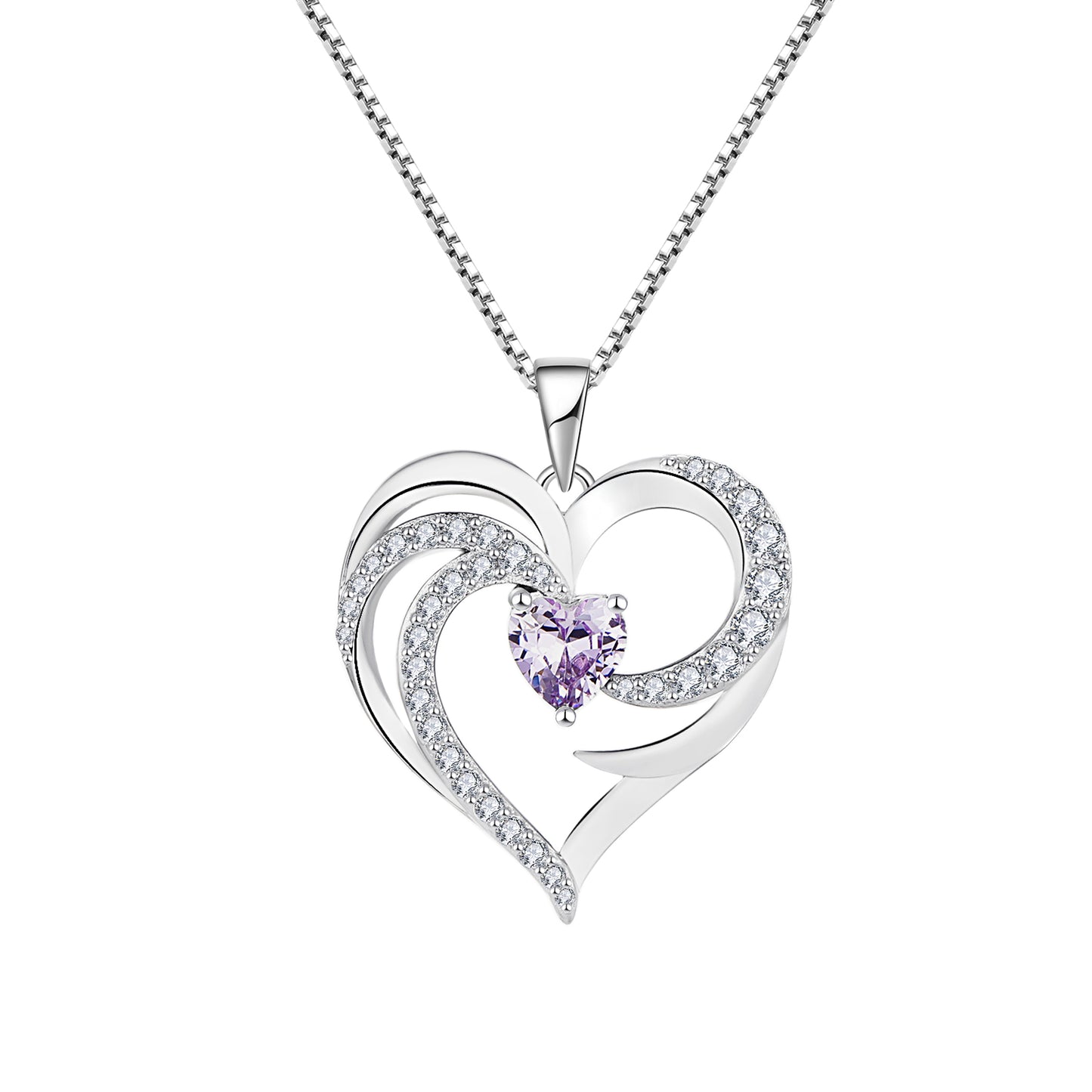 Starchenie Heart Birthstone Necklace 925 Sterling Silver Angel Wing Heart Pendant Jewelry for Women