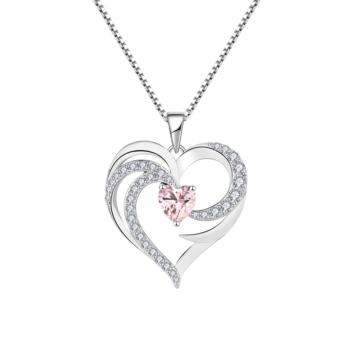 Starchenie Heart Birthstone Necklace 925 Sterling Silver Angel Wing Heart Pendant Jewelry for Women